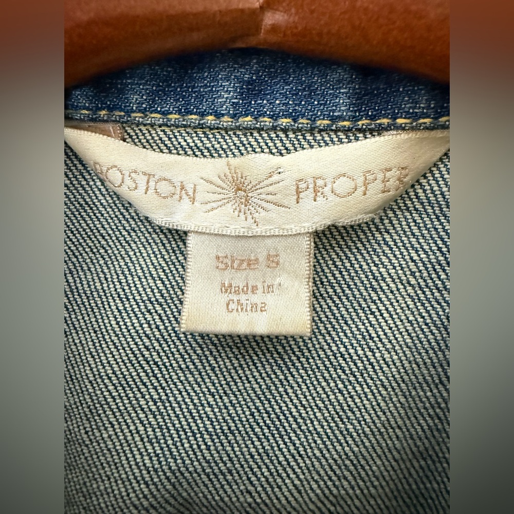 Boston proper Blue sleeveless button up denim trucker vest. S - Picture 4 of 6